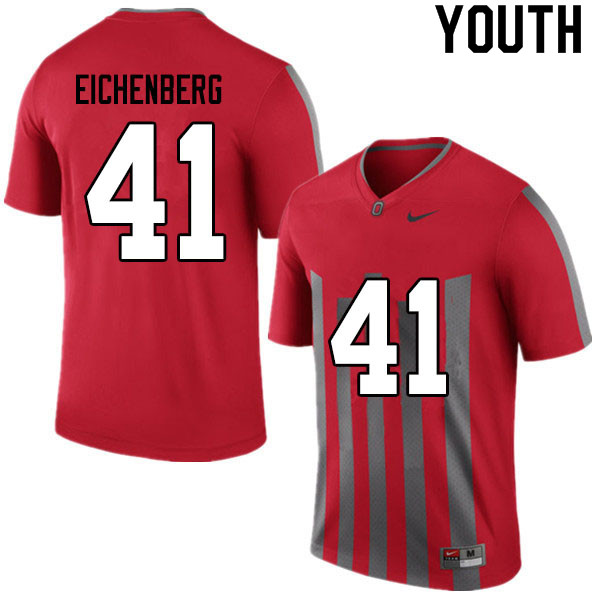 Ohio State Buckeyes Tommy Eichenberg Youth #41 Retro Authentic Stitched College Football Jersey